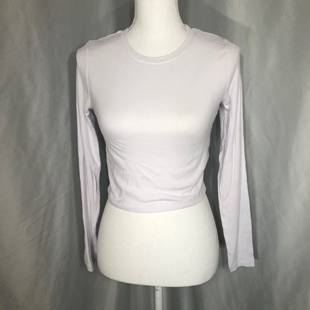 ❗️last chance(4/1)❗️ Basic White Cropped Long Sleeve